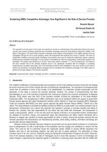 Sustaining SMEs Competitive Advantage: How Significant is the Role of... Mediterranean Journal of Social Sciences Norudin Mansor