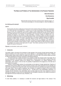 The Nature and Problems of Tax Administration in the Russian... Mediterranean Journal of Social Sciences Elena Konvisarova Irina Samsonova