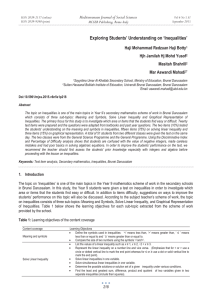 Exploring Students’ Understanding on ‘Inequalities’ Mediterranean Journal of Social Sciences