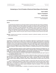 Volunteering as a Tool of Formation of Social and Cultural... Mediterranean Journal of Social Sciences Yulia S. Obidina Tatyana V. Smyshlyaeva