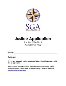 Justice Application for the 2014-2015 Academic Year