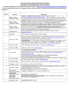 2014-2015 UWSP CLINICAL PRACTICUM STUDENTS CALENDAR OF EVENTS/DEADLINE DATES CHECKLIST Y