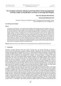 The Investigation of Students’ Attitudes toward Project Work in Enhancing... Learning in English I at King Mongkut’s University of Technology...