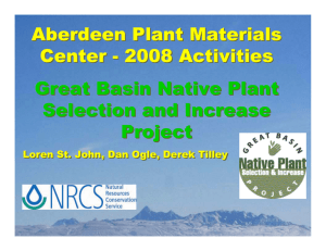 Aberdeen Plant Materials Center - 2008 Activities Great Basin Native Plant