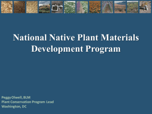 National Native Plant Materials Development Program Peggy Olwell, BLM Plant Conservation Program Lead