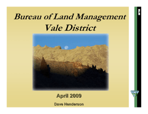 Vale District Bureau of Land Management  April 2009