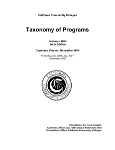 Taxonomy of Programs California Community Colleges February 2004 Sixth Edition