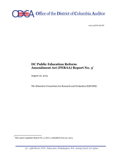 DC Public Education Reform Amendment Act (PERAA) Report No. 3