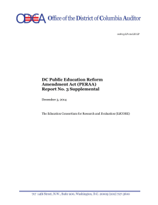 DC Public Education Reform Amendment Act (PERAA) Report No. 3 Supplemental