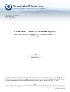National School Climate Center SCHOOL CLIMATE RESEARCH SUMMARY: August 2012