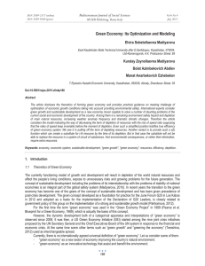 Green Economy: Its Optimization and Modeling Mediterranean Journal of Social Sciences