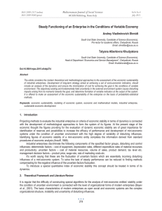 Steady Functioning of an Enterprise in the Conditions of Variable... Mediterranean Journal of Social Sciences Andrey Vladimirovich Shmidt MCSER Publishing, Rome-Italy