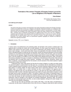 Termination of the contract: Principles of European Contract Law and... Law on Obligations of the Republic of Macedonia