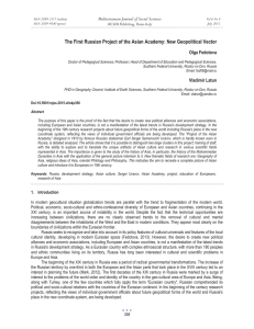 The First Russian Project of the Asian Academy: New Geopolitical... Mediterranean Journal of Social Sciences Olga Fedotova MCSER Publishing, Rome-Italy