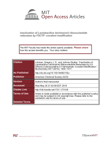 Inactivation of Lactobacillus leichmannii ribonucleotide reductase by F2CTP: covalent modification Please share
