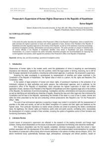 Prosecutor’s Supervision of Human Rights Observance in the Republic of... Mediterranean Journal of Social Sciences Bainur Baigeldi MCSER Publishing, Rome-Italy