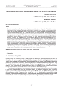 Clustering Within the Economy of Rostov Region (Russia): The Factor... Mediterranean Journal of Social Sciences Vasilisa V. Gorochnaya MCSER Publishing, Rome-Italy