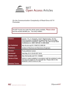 On the Communication Complexity of Read-Once AC^0 Formulae Please share