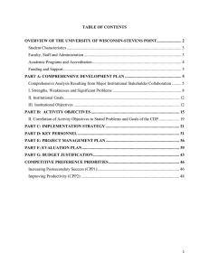 TABLE OF CONTENTS OVERVIEW OF THE UNIVERSITY OF WISCONSIN-STEVENS POINT........................ 2