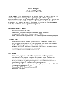 Position Description Title III Program Assistant University Services Associate 2