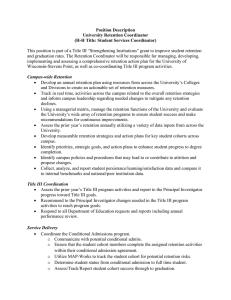 Position Description University Retention Coordinator (H-H Title: Student Services Coordinator)