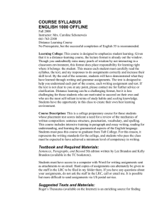 COURSE SYLLABUS  ENGLISH 1000 OFFLINE