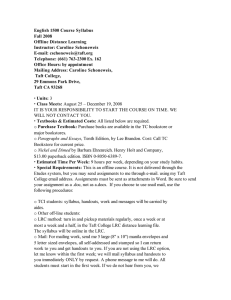 English 1500 Course Syllabus Fall 2008 Offline Distance Learning Instructor: Caroline Schoneweis