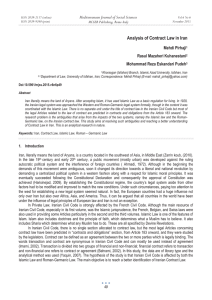 Analysis of Contract Law in Iran Mediterranean Journal of Social Sciences