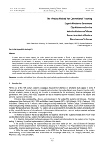 The «Project Method Vs» Conventional Teaching