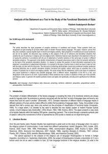 Analysis of the Statement as a Tool in the Study... Mediterranean Journal of Social Sciences Vladimir Anatolyevich Burtsev