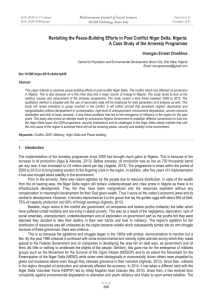 Revisiting the Peace-Building Efforts in Post Conflict Niger Delta, Nigeria: