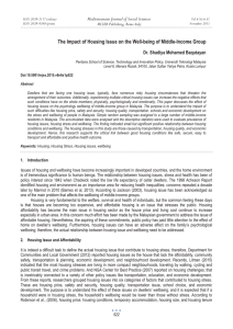 The Impact of Housing Issue on the Well-being of Middle-Income Group Mediterranean Journal of Social Sciences Dr. Shadiya Mohamed Baqutayan MCSER Publishing, Rome-Italy