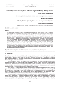 Political Opposition and Xenophobia  in Russian Region: An Attempt... Mediterranean Journal of Social Sciences Evseev Evgenii Aleksandrovich MCSER Publishing, Rome-Italy