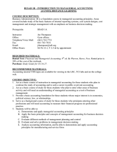 BUSAD 1B – INTRODUCTION TO MANAGERIAL ACCOUTNING (4 UNITS) DISTANCE LEARNING