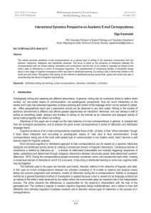 Interactional Dynamics Perspective on Academic E-mail Correspondence Olga Karamalak MCSER Publishing, Rome-Italy