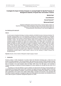 Investigate the Impact of Using Computer on Learning English for... Management Students of Payame Noor Universities in Kashan