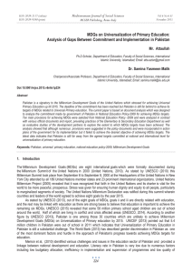 MDGs on Universalization of Primary Education: