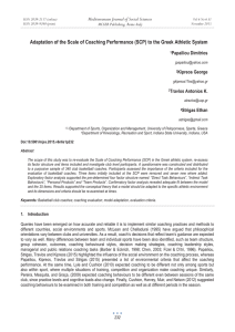 Adaptation of the Scale of Coaching Performance (SCP) to the... Mediterranean Journal of Social Sciences Papailiou Dimitrios Kipreos George