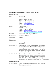 Dr. Edward Goldobin. Curriculum Vitae. Personal Data