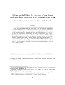 Hitting probabilities for systems of non-linear Robert C. Dalang , Davar Khoshnevisan