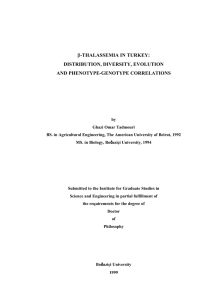 ββ -THALASSEMIA IN TURKEY: DISTRIBUTION, DIVERSITY, EVOLUTION AND PHENOTYPE-GENOTYPE CORRELATIONS