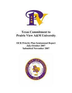 Texas Commitment to Prairie View A&amp;M University OCR Priority Plan Semiannual Report