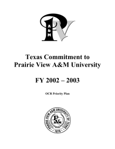 Texas Commitment to Prairie View A&amp;M University FY 2002 – 2003