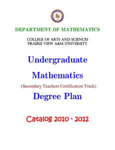 Undergraduate Mathematics Degree Plan