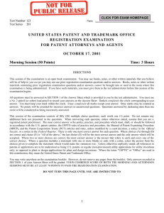 UNITED STATES PATENT AND TRADEMARK OFFICE REGISTRATION EXAMINATION