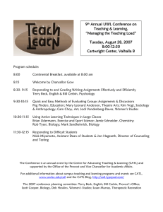9 Annual UWL Conference on Teaching &amp; Learning, “Managing the Teaching Load”