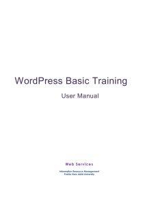 WordPress Basic Training User Manual  We b  Se rv ice s