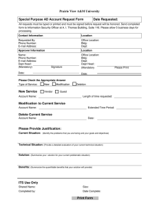 Prairie View A&amp;M University  Special Purpose AD Account Request Form Date Requested: