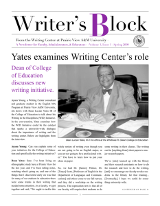 B Writer’s    lock Yates examines Writing Center’s role