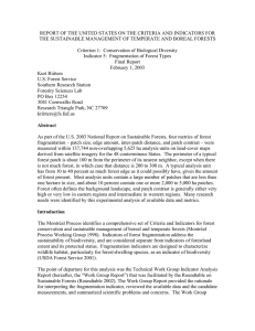 REPORT OF THE UNITED STATES ON THE CRITERIA AND INDICATORS... THE SUSTAINABLE MANAGEMENT OF TEMPERATE AND BOREAL FORESTS